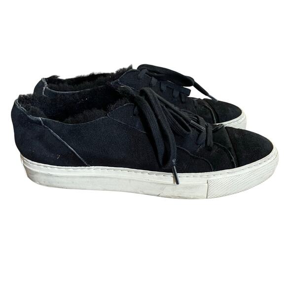 Woman by Common Projects Sherpa Suede Black Low Lace Up Designer Sneakers EU 38 - Picture 1 of 15